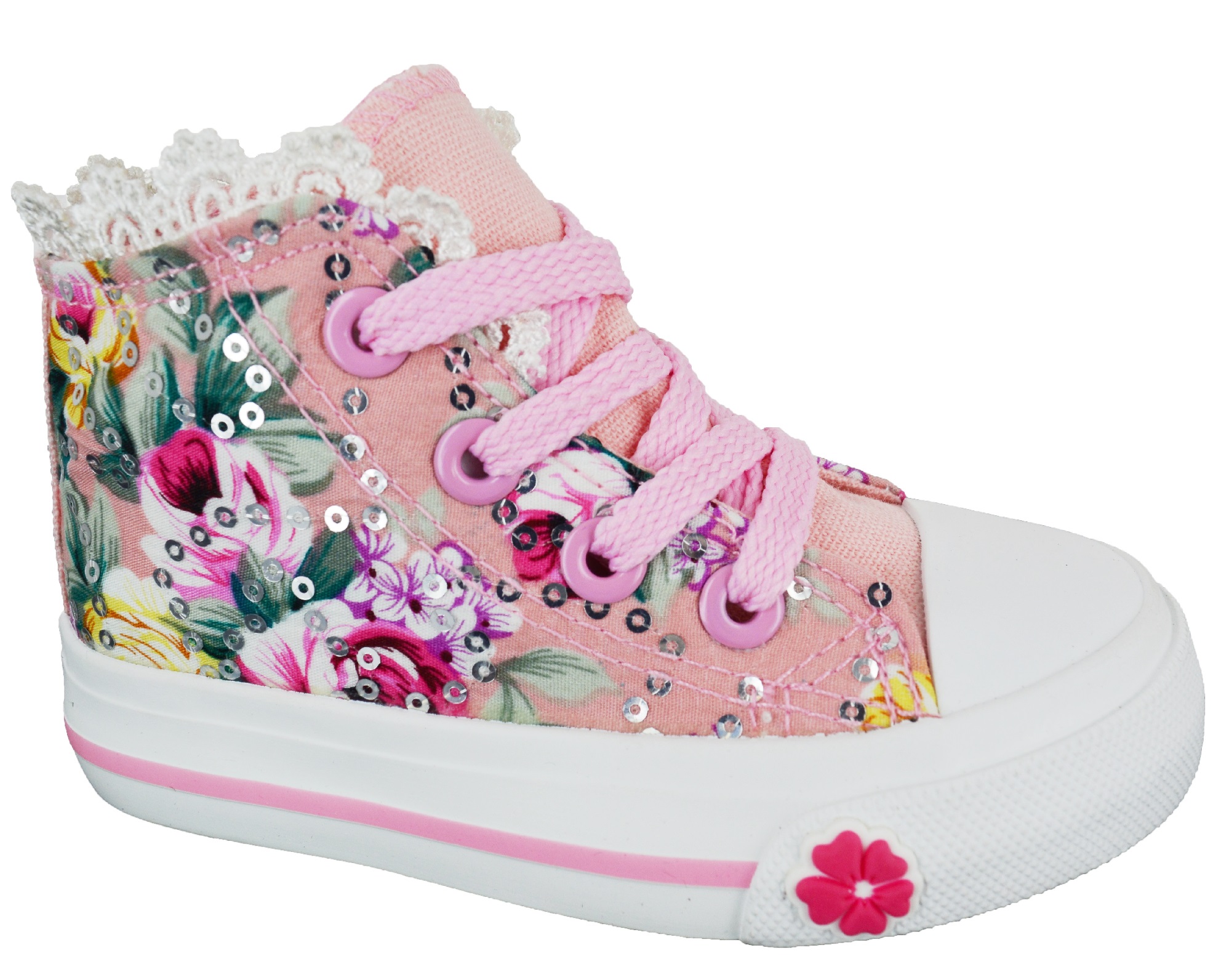 GIRLS HI TOPS TRAINERS INFANTS KIDS CANVAS INNER ZIP FLOWER ANKLE BOOTS SHOE 32 eBay